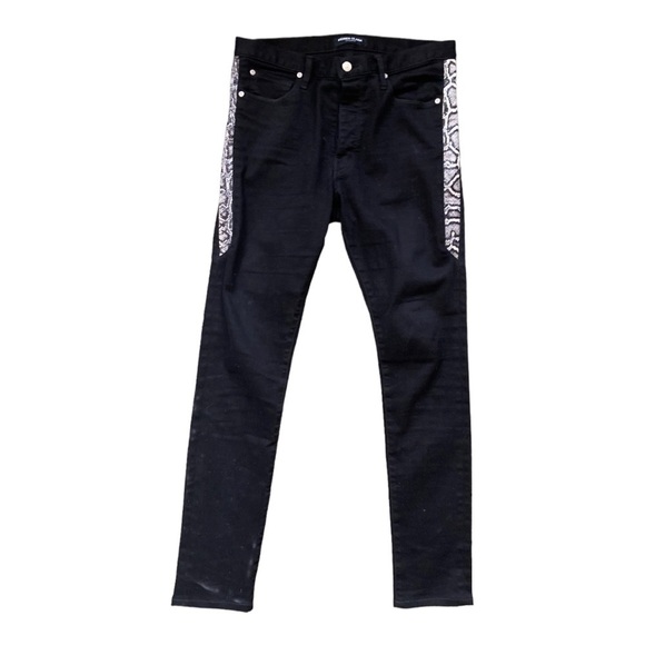 Keiser Clark Racer Denim Jeans Black faux python detailing - Picture 1 of 12